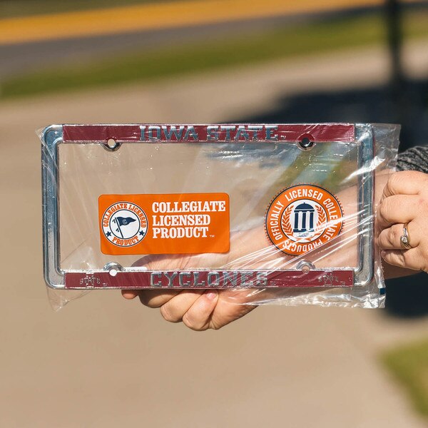 I-State Cyclones Cardinal and Polished Chrome Thin Rim License Plate Frame